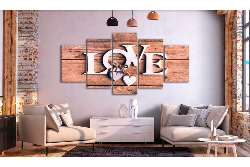 Tavla Wooden Letters 5-Parts Wide 100x50 - Artgeist sp. z o. o. - Inredning - Tavlor & konst - Canvastavlor