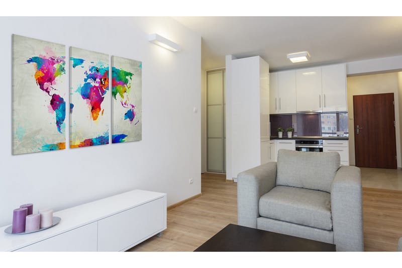 Tavla World Map An Explosion Of Colors 120x80 - Artgeist sp. z o. o. - Inredning - Tavlor & konst - Canvastavlor