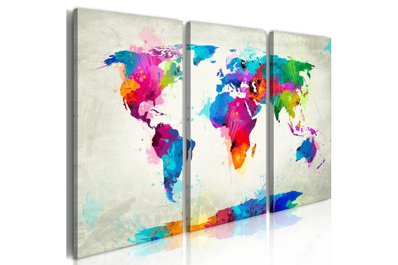 Tavla World Map: An Explosion of Colors 90x60 - Artgeist sp. z o. o. - Inredning - Tavlor & konst - Canvastavlor