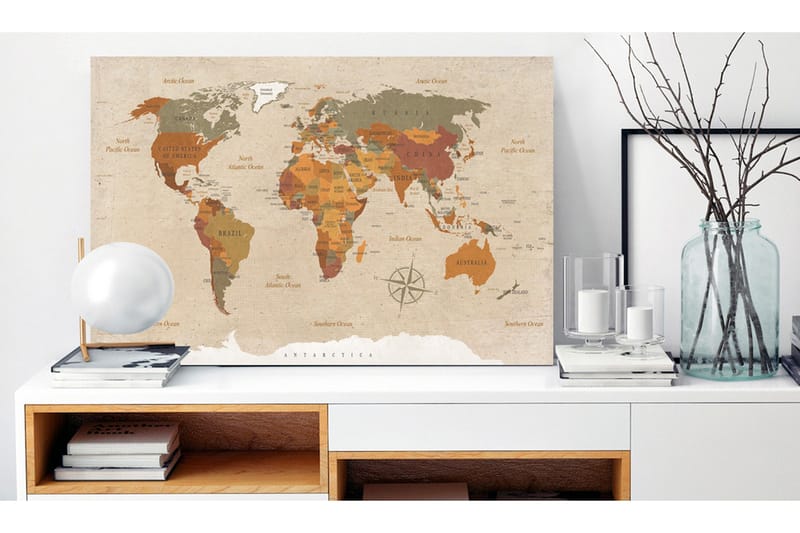 Tavla World Map: Beige Chic 90x60, Artgeist sp. z o. o.