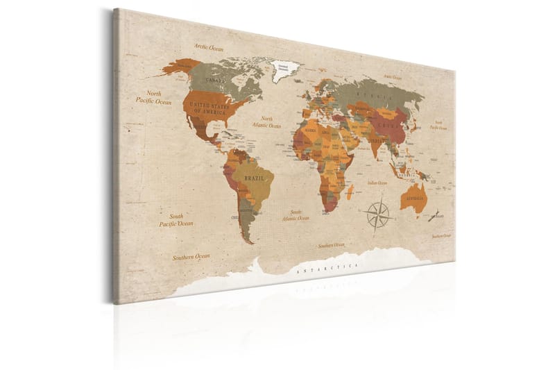 Tavla World Map: Beige Chic 90x60 - Artgeist sp. z o. o. - Inredning - Tavlor & konst - Canvastavlor