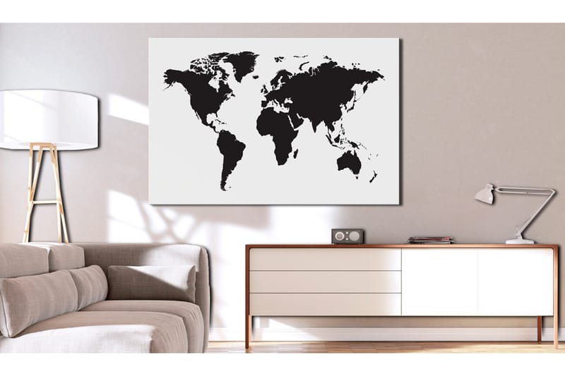 Tavla World Map: Black & White Elegance 120x80, Artgeist sp. z o. o.