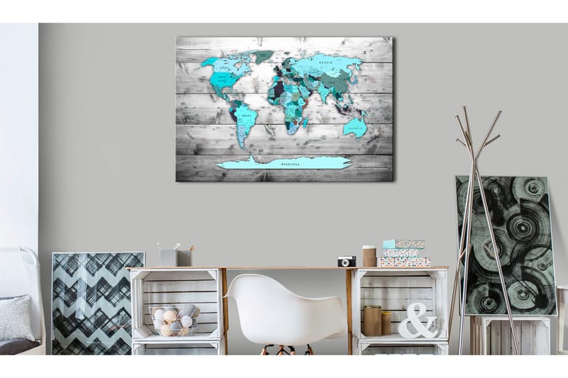 Tavla World Map: Blue World 120x80, Artgeist sp. z o. o.