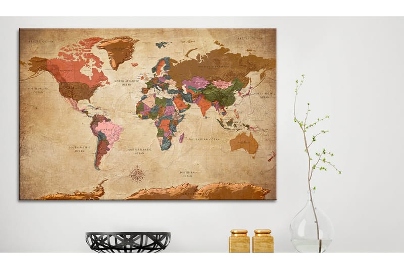 Tavla World Map: Brown Elegance 120x80, Artgeist sp. z o. o.