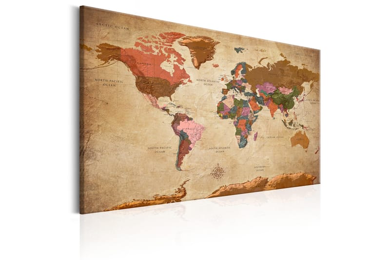 Tavla World Map: Brown Elegance 120x80 - Artgeist sp. z o. o. - Inredning - Tavlor & konst - Canvastavlor