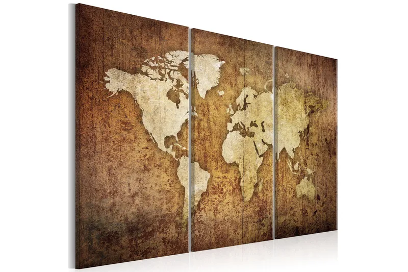 Tavla World Map Brown Texture 90x60, Artgeist sp. z o. o.