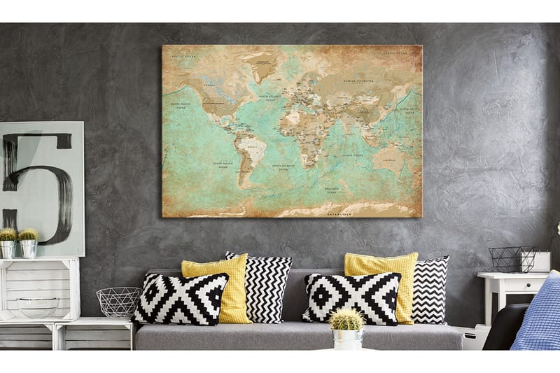 Tavla World Map: Celadon Journey 90x60, Artgeist sp. z o. o.