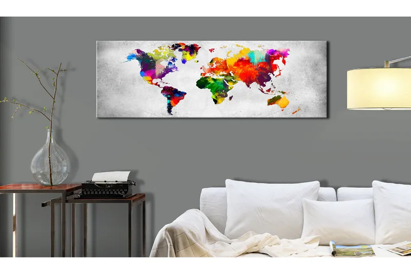 Tavla World Map Coloured Revolution 150x50 - Artgeist sp. z o. o. - Inredning - Tavlor & konst - Canvastavlor