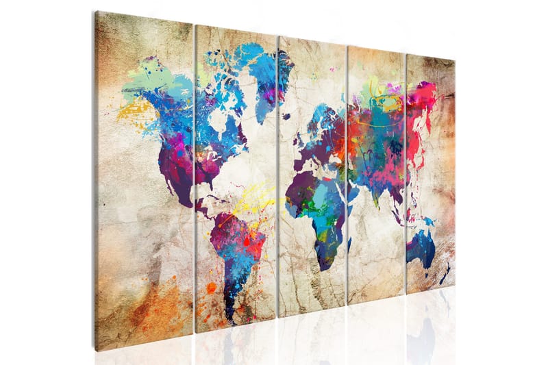 Tavla World Map: Colourful Ink Blots 225x90 - Artgeist sp. z o. o. - Inredning - Tavlor & konst - Canvastavlor