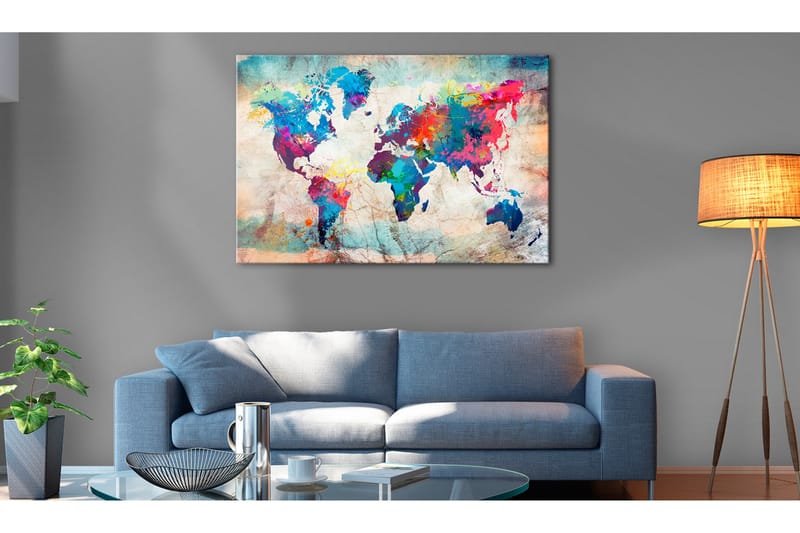 Tavla World Map: Colourful Madness 90x60, Artgeist sp. z o. o.