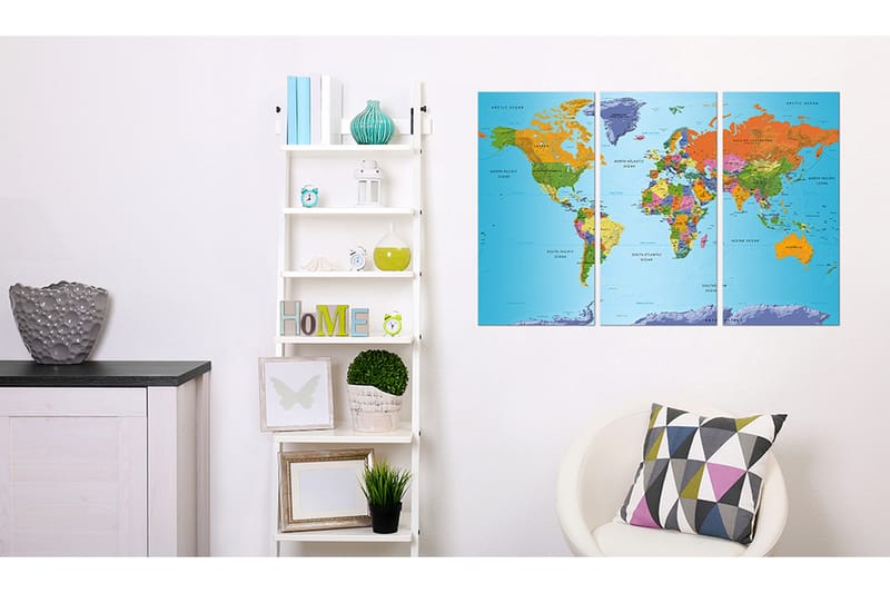 Tavla World Map Colourful Note 120x80 - Artgeist sp. z o. o. - Inredning - Tavlor & konst - Canvastavlor