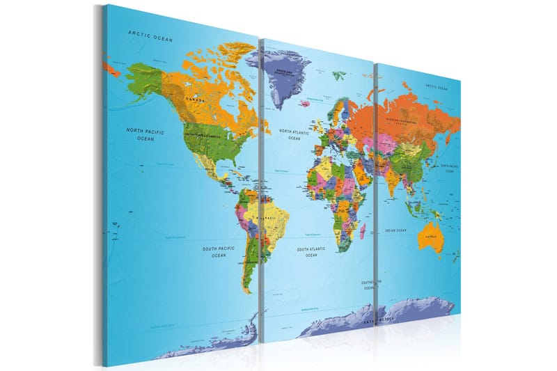 Tavla World Map Colourful Note 90x60, Artgeist sp. z o. o.