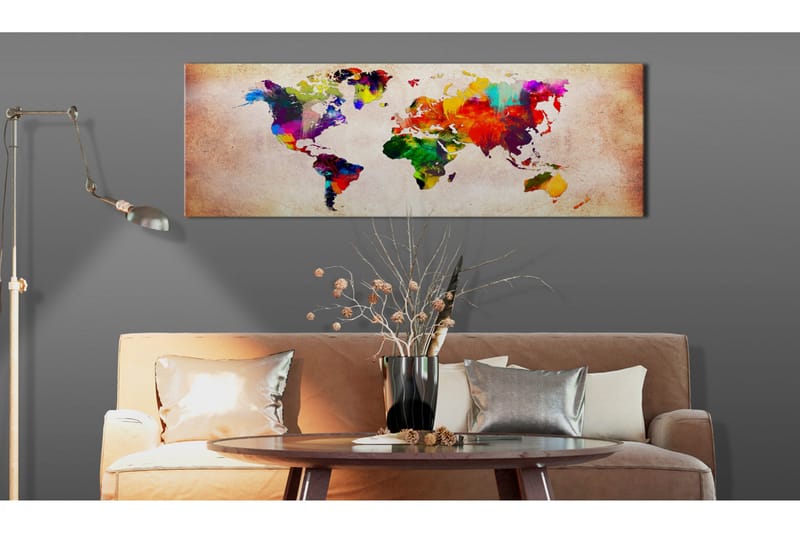 Tavla World Map: Colourful Ramble 120x40 - Inredning - Tavlor & konst - Canvastavlor