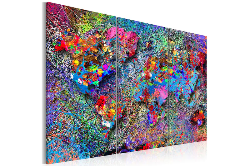 Tavla World Map Colourful Whirl 120x80, Artgeist sp. z o. o.