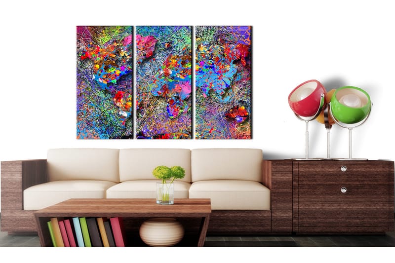 Tavla World Map Colourful Whirl 90x60 - Artgeist sp. z o. o. - Inredning - Tavlor & konst - Canvastavlor