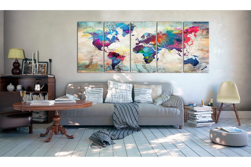 Tavla World Map: Cracked Wall 225x90, Artgeist sp. z o. o.