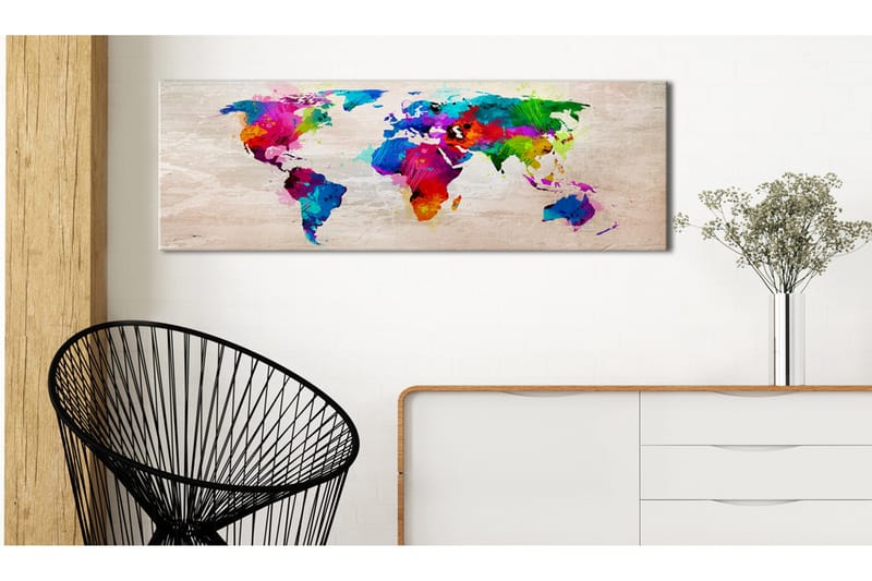 Tavla World Map: Finesse of Colours 135x45 - Inredning - Tavlor & konst - Canvastavlor