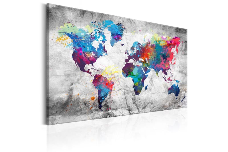 Tavla World Map: Grey Style 90x60 - Artgeist sp. z o. o. - Inredning - Tavlor & konst - Canvastavlor