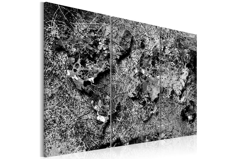 Tavla World Map Grey Thread 120x80, Artgeist sp. z o. o.