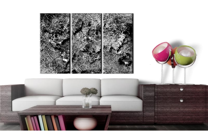 Tavla World Map Grey Thread 90x60 - Artgeist sp. z o. o. - Inredning - Tavlor & konst - Canvastavlor