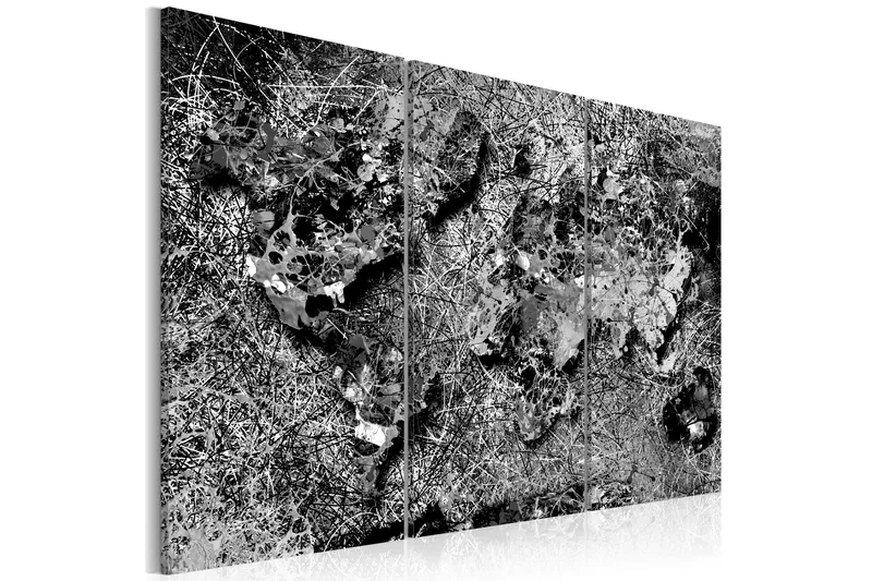 Tavla World Map Grey Thread 90x60 - Artgeist sp. z o. o. - Inredning - Tavlor & konst - Canvastavlor