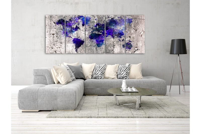 Tavla World Map Ink Blots 5 Parts Narrow 225x90 - Artgeist sp. z o. o. - Inredning - Tavlor & konst - Canvastavlor
