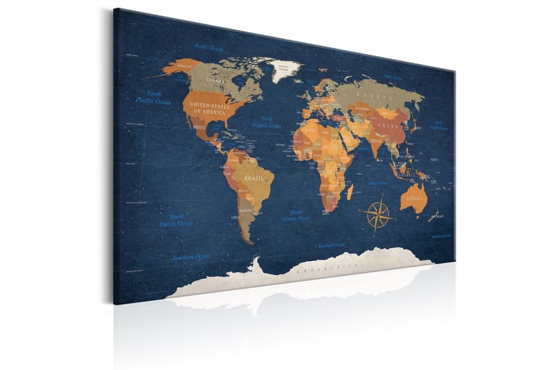 Tavla World Map: Ink Oceans 120x80 - Artgeist sp. z o. o. - Inredning - Tavlor & konst - Canvastavlor