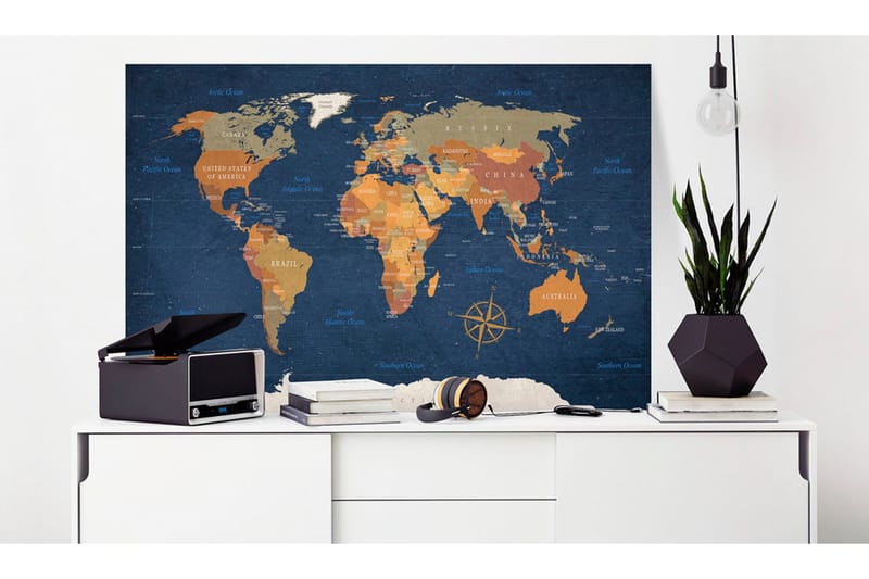 Tavla World Map: Ink Oceans 120x80, Artgeist sp. z o. o.