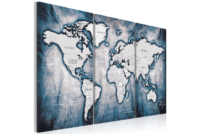 Tavla World Map: Ink Triptych 120x80 - Artgeist sp. z o. o. - Inredning - Tavlor & konst - Canvastavlor