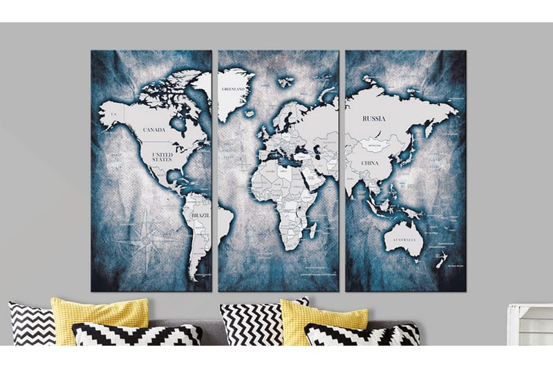 Tavla World Map: Ink Triptych 120x80, Artgeist sp. z o. o.