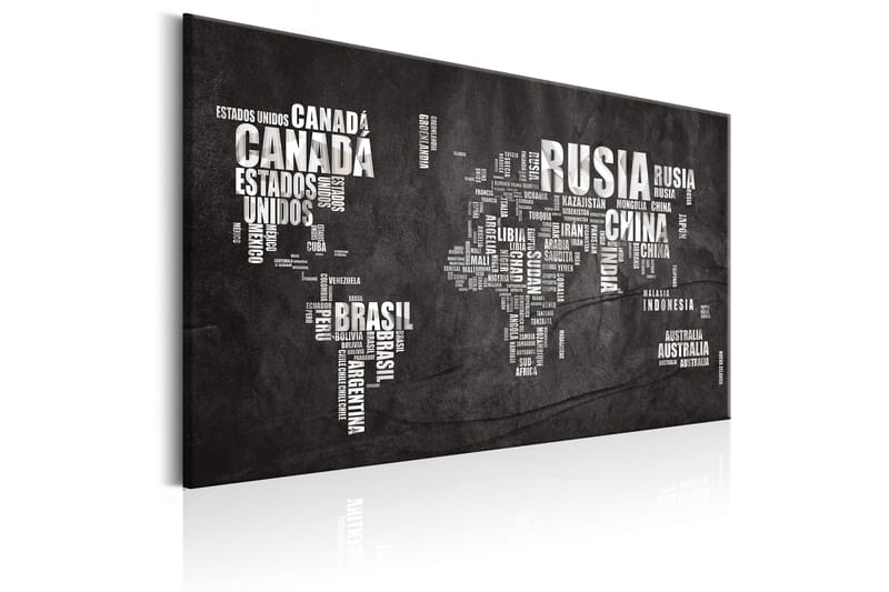 Tavla World Map: Mundo Negro 120x80 - Inredning - Tavlor & konst - Canvastavlor