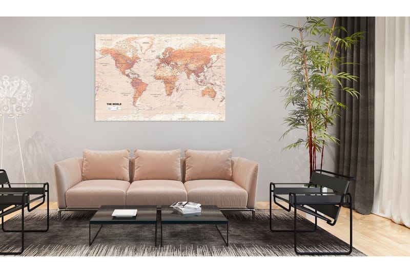 Tavla World Map: Orange World 120x80, Artgeist sp. z o. o.