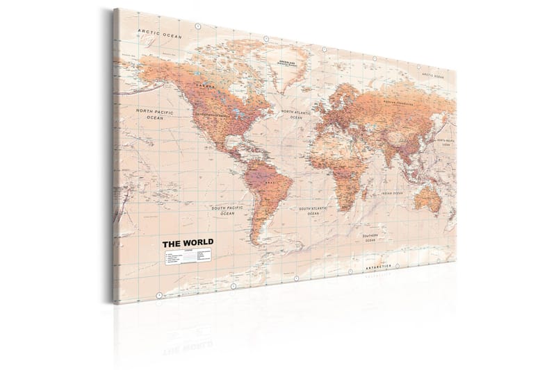 Tavla World Map: Orange World 90x60 - Artgeist sp. z o. o. - Inredning - Tavlor & konst - Canvastavlor