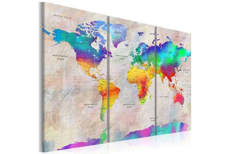 Tavla World Map Rainbow Gradient 90x60, Artgeist sp. z o. o.