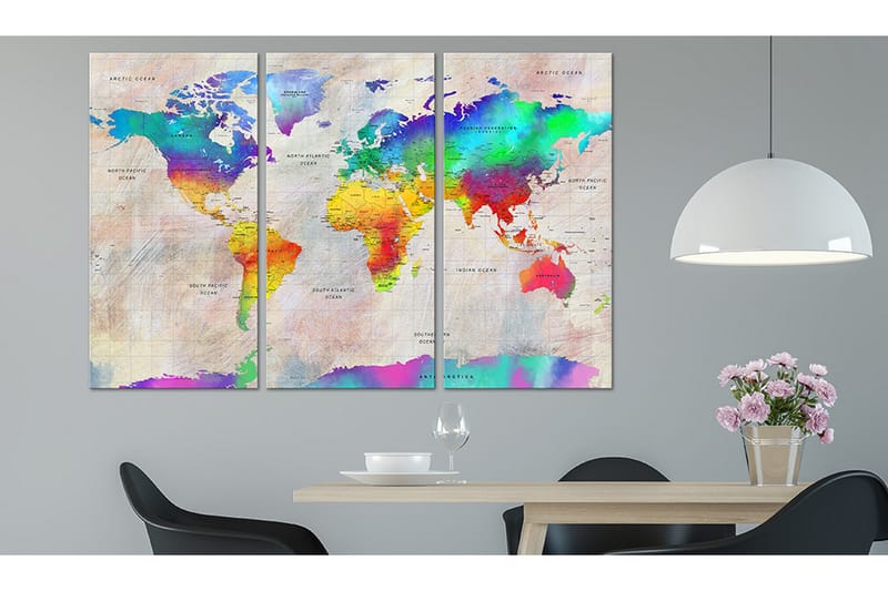 Tavla World Map Rainbow Gradient 90x60 - Artgeist sp. z o. o. - Inredning - Tavlor & konst - Canvastavlor