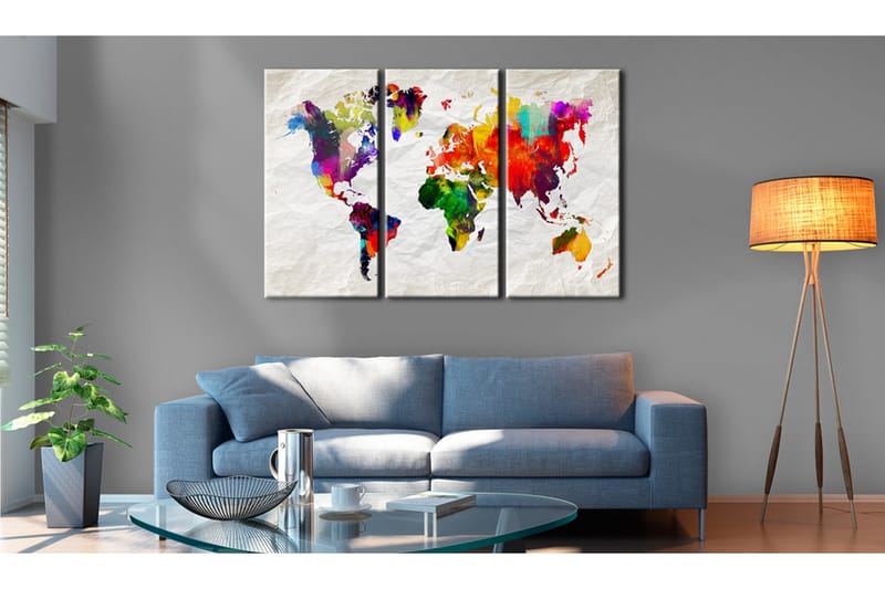 Tavla World Map: Rainbow Madness II 120x80, Artgeist sp. z o. o.