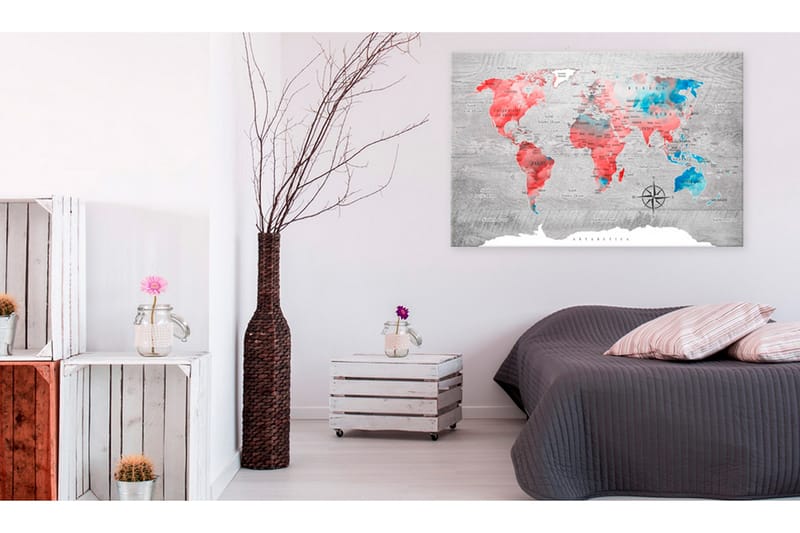 Tavla World Map: Red Roam 120x80, Artgeist sp. z o. o.