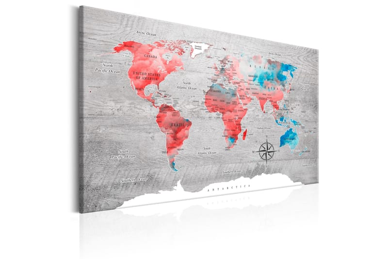 Tavla World Map: Red Roam 120x80 - Artgeist sp. z o. o. - Inredning - Tavlor & konst - Canvastavlor