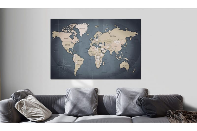 Tavla World Map: Shades of Grey 90x60, Artgeist sp. z o. o.