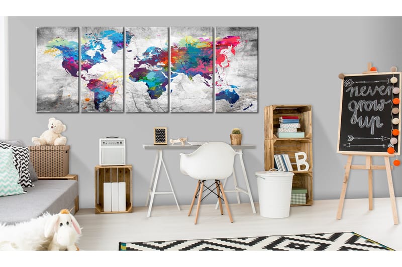 Tavla World Map: Spilt Paint 225x90, Artgeist sp. z o. o.