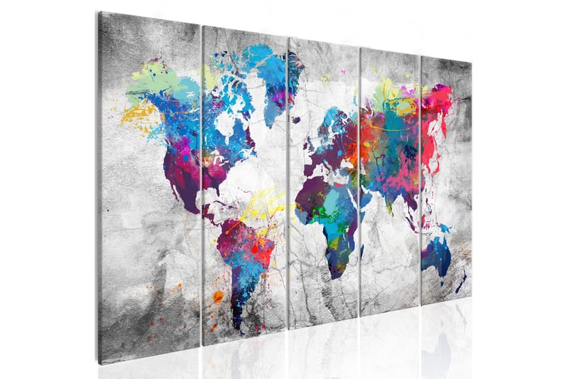 Tavla World Map: Spilt Paint 225x90 - Artgeist sp. z o. o. - Inredning - Tavlor & konst - Canvastavlor