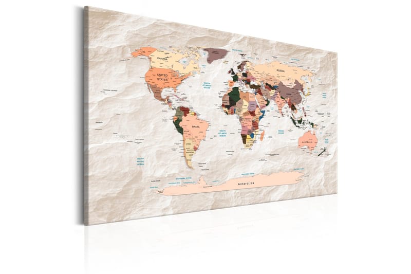 Tavla World Map: Stony Oceans 120x80 - Artgeist sp. z o. o. - Inredning - Tavlor & konst - Canvastavlor