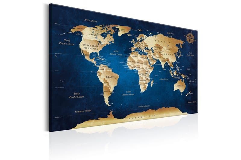Tavla World Map: The Dark Blue Depths 60x40 - Artgeist sp. z o. o. - Inredning - Tavlor & konst - Canvastavlor