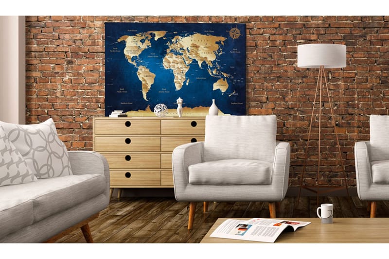 Tavla World Map: The Dark Blue Depths 60x40, Artgeist sp. z o. o.