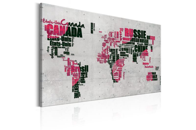 Tavla World Map: The French Connection (FR) 90x60 - Artgeist sp. z o. o. - Inredning - Tavlor & konst - Canvastavlor