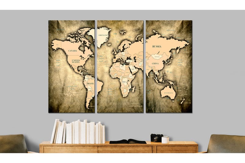 Tavla World Map: The Sands of Time 90x60, Artgeist sp. z o. o.