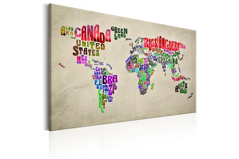 Tavla World Map: Tour (EN) 90x60 - Inredning - Tavlor & konst - Canvastavlor