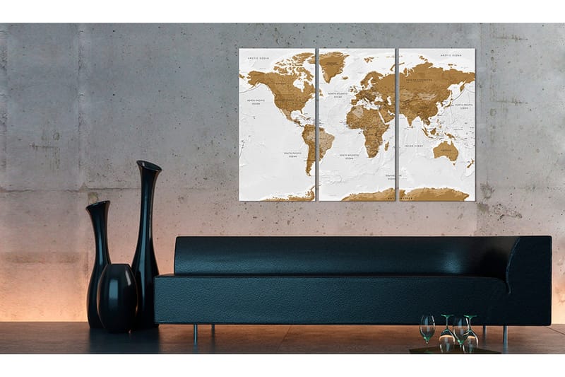 Tavla World Map White Poetry 120x80 - Artgeist sp. z o. o. - Inredning - Tavlor & konst - Canvastavlor