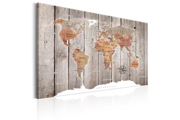 Tavla World Map: Wooden Stories 120x80 - Artgeist sp. z o. o. - Inredning - Tavlor & konst - Canvastavlor