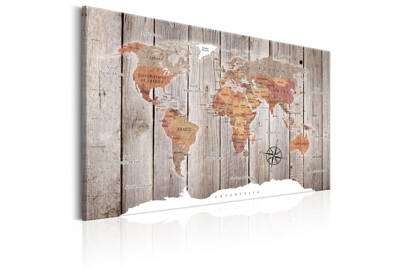 Tavla World Map: Wooden Stories 90x60 - Artgeist sp. z o. o. - Inredning - Tavlor & konst - Canvastavlor